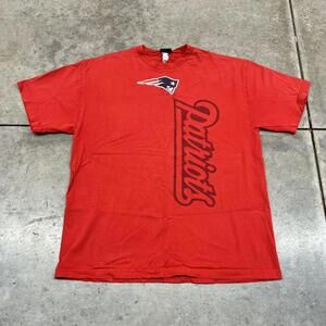 vintage new england patriots red big logo shirt size xl